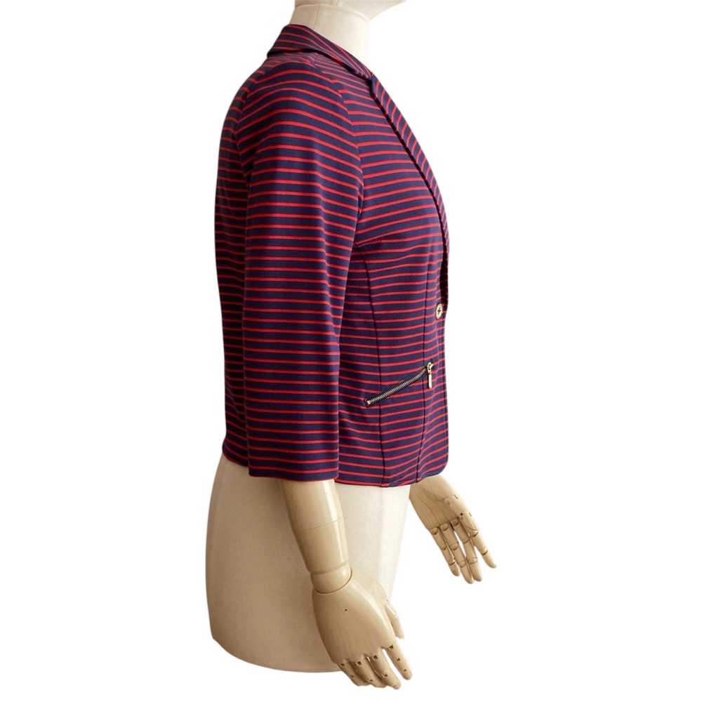 TRISTAN | Red and Blue Striped Fitted Knit Blazer Size M Like New - Picture 4 of 13